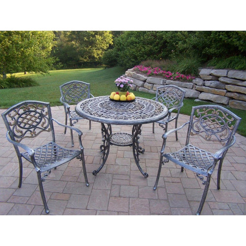 Set of 5 Silver Outdoor Patio Furniture Dining with Cushions 42"