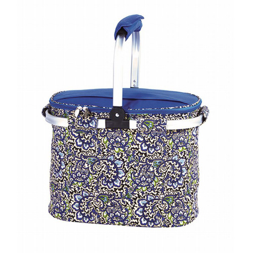 14" Blue Collapsible Insulated April Cornell English Paisley Market or Lunch Cooler Tote Bag
