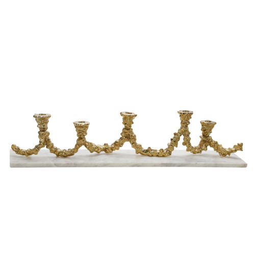 30" White and Gold Candelabra with Marble Base
