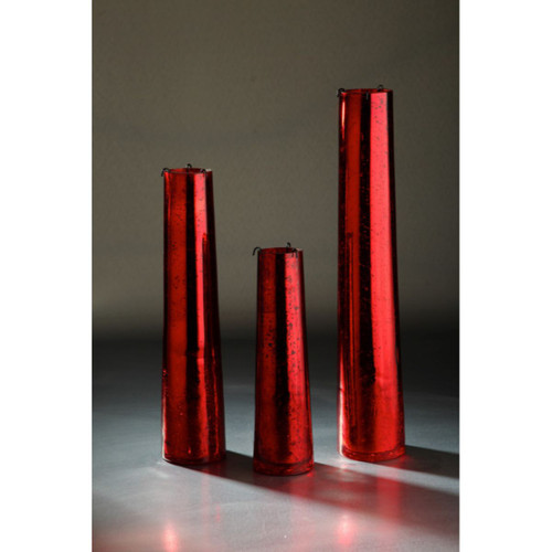 Shiny Christmas Tower Votive Candle holders 19.7" - Red - Set of 3