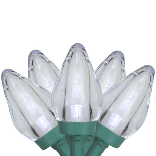 50 Transparent White LED C7 Christmas Lights - 20.5 ft Green Wire