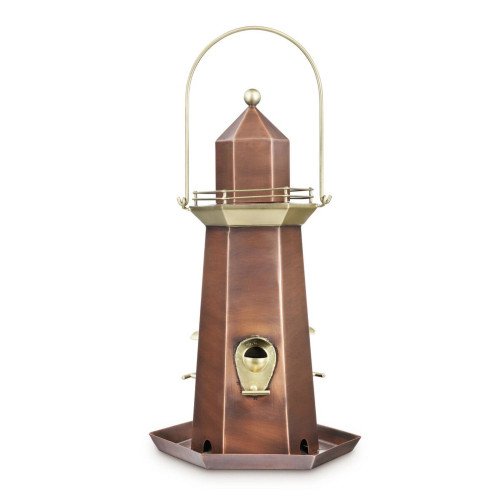 16" Brown and Gold Seed Capacity Lighthouse Bird Feeder