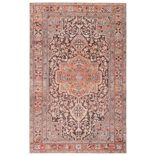 2' x 3' Black and Orange Traditional Chariot Rectangular Outdoor Area Throw Rug