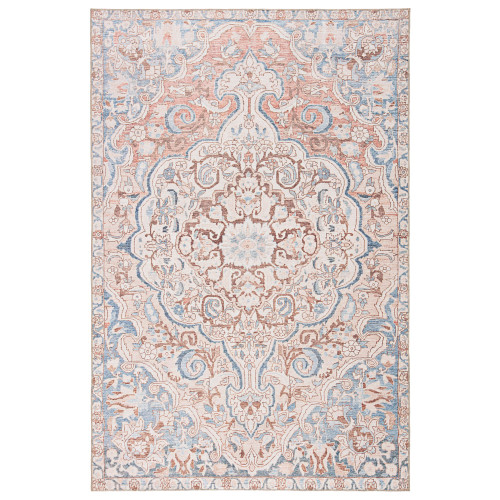 5' x 7.5' Beige and Pink Traditional Annette Rectangular Outdoor Area Throw Rug