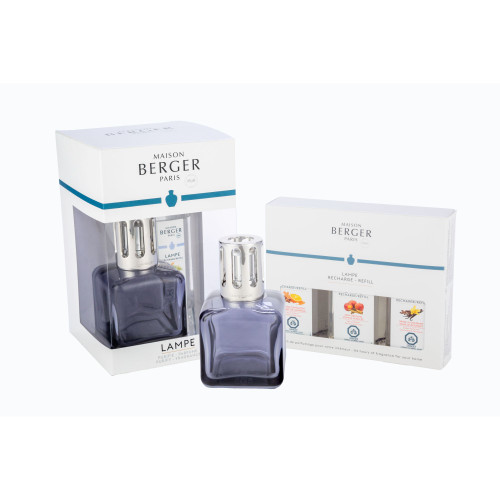 8.5" Sapphire Blue and Silver Lampe Berger Ice Cube Decorative Home Fragrance Lamp