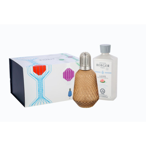 8.5" Brown and Silver Lampe Berger Matali Decorative Home Fragrance Lamp