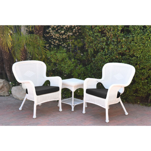 Set of White And Black Outdoor Furniture Patio Chairs And Table 35"