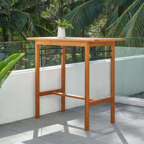 46" Natural Brown Gloucester Contemporary Outdoor Furniture Patio Bar Table