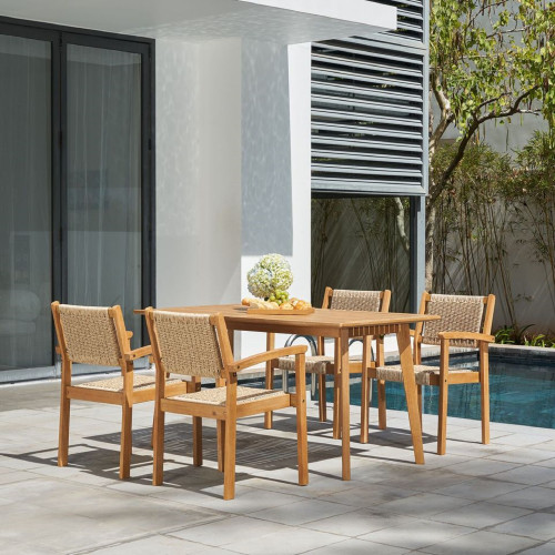 5-Piece Chesapeake Natural Wood Outdoor Furniture Patio Dining Set