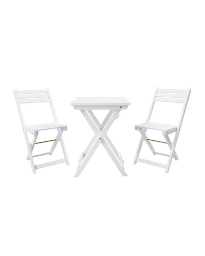 3-Piece White Painted Finish Outdoor Patio Furniture Bistro Set 31"