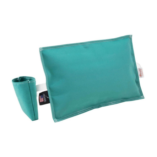 25" Teal Green and White Rectangular Outdoor Pillow with Cell Phone Pouch