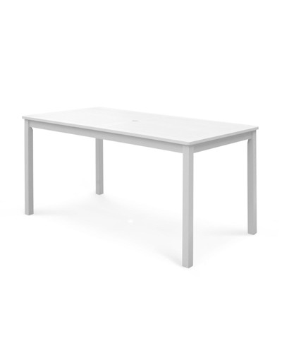 59" White Wood Rectangular Outdoor Furniture Patio Dining Table