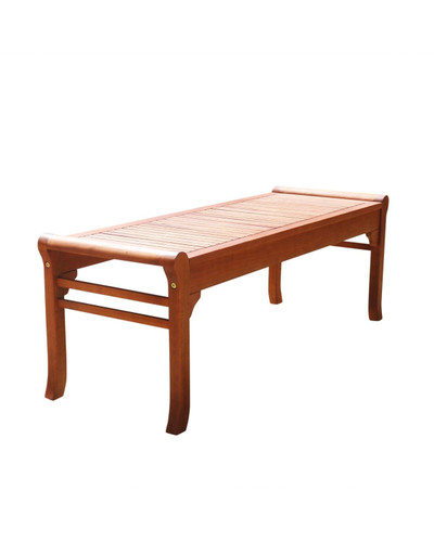 50" Brown Natural Wood Finish Outdoor Furniture Patio Backless Bench