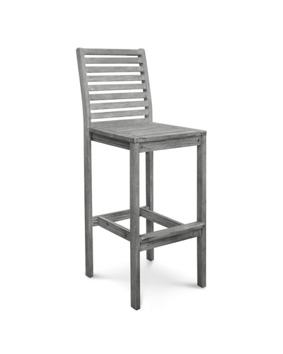 49" Gray Hand Scraped Wood Finish Outdoor Furniture Patio Bar Chair