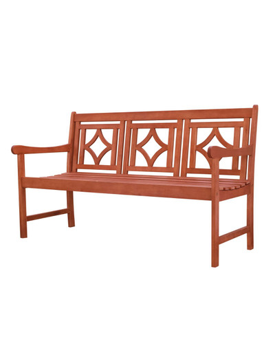 57" Brown Natural Wood Finish Diamond Back Outdoor Furniture Patio Bench