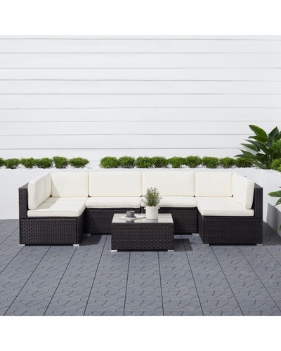 6-piece Black Classic Outdoor Patio Sectional Sofa with Seat and Back Cushion 27"