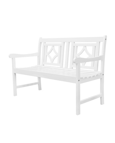 48" White Painted Finish Diamond Outdoor Furniture Patio Bench