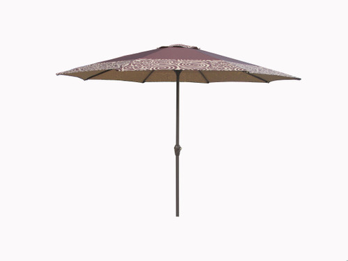 Outdoor Patio Market Umbrella 9 Ft. with Hand Crank and Tilt, Brown Swirl