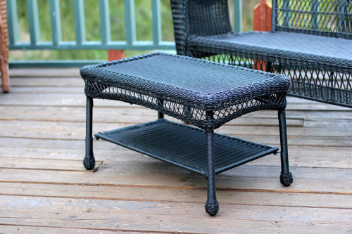 28.5" Black Resin Wicker Outdoor Coffee Table