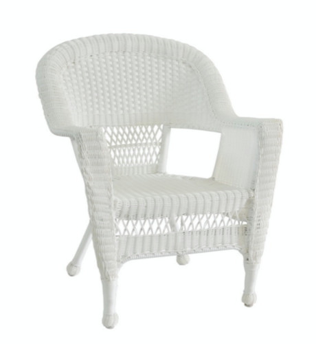 Set of 4 White Resin Wicker Outdoor Patio Garden Chairs