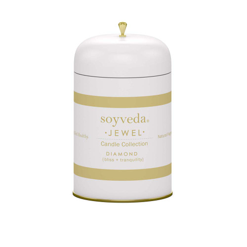 Set of 4 SoyVeda Jewel Diamond White Scented Tea Lights in Reusable Tin 15 ct