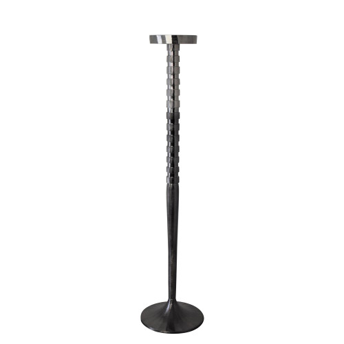 34" Silver and Black Pillar Candle Holder