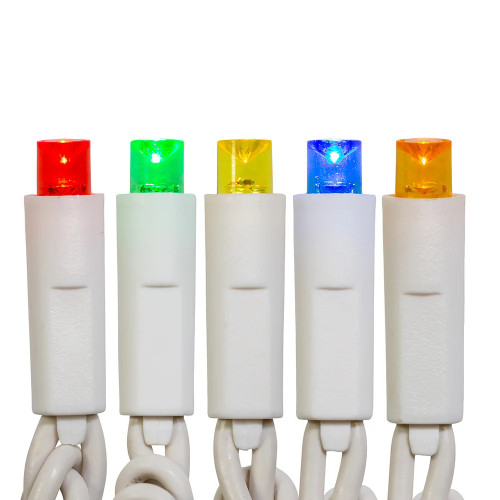 50-Count Multi-Color Twinkle LED 5MM Mini Christmas Lights, 25.5 ft White Wire