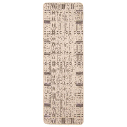 2' x 6.5' Tan and Beige Bordered Tonal Rectangular Rug Runner