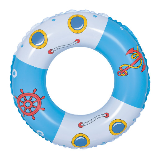 Inflatable Blue and White Boat Anchor Swimming Pool Ring Float, 30-Inch