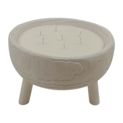 11" Solid White Wooden Bowl Scented Candle with Stand