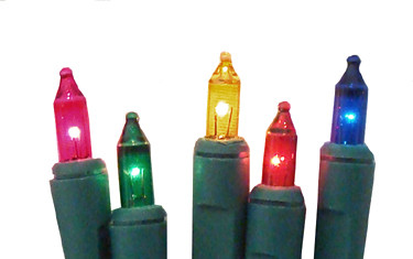 20 Battery Operated Multi-Color LED Mini Christmas Lights - 9.8 ft Green Wire