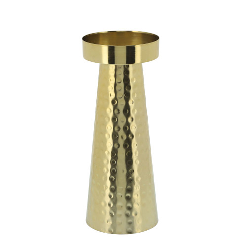 Hammered Pillar Candle Holder - 8" - Gold