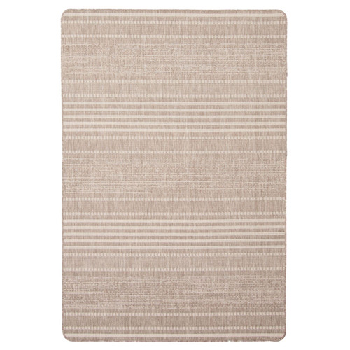 4.25' x 6.5' Taupe and Cream Striped Rectangular Outdoor Area Throw Rug