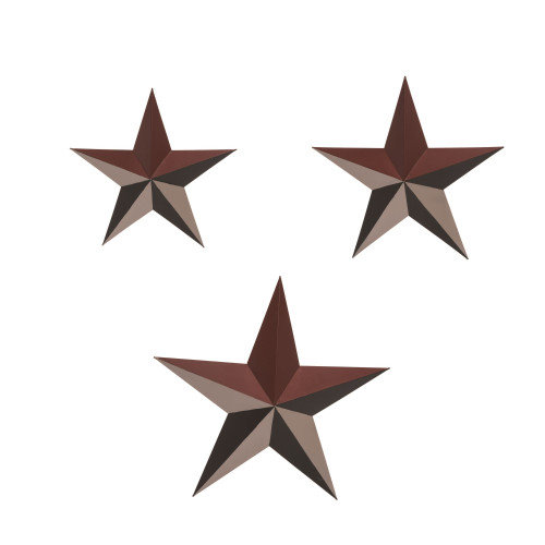 Set of 3 Brown and Black Americana Star Outdoor Wall Decor 15"