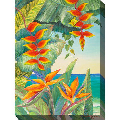 Red and Yellow Hot Tropic Outdoor Canvas Rectangular Wall Art Decor 40" x 30"