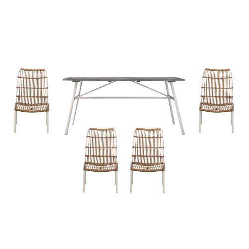 5 Piece Wooden Longino Outdoor Dining Set 5.25'