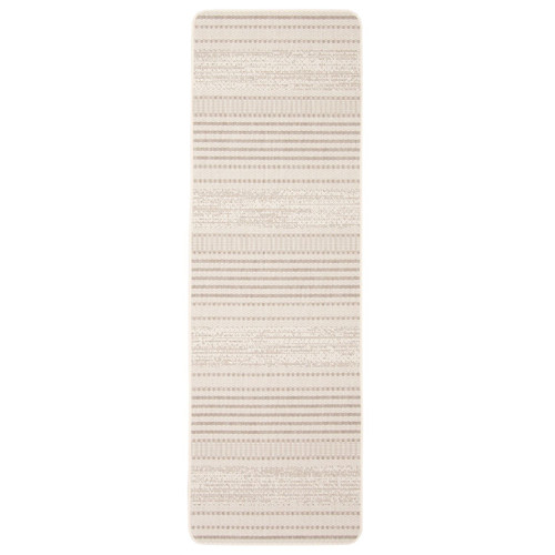 2' x 6.5' Off White and Taupe Striped Rectangular Area Throw Rug