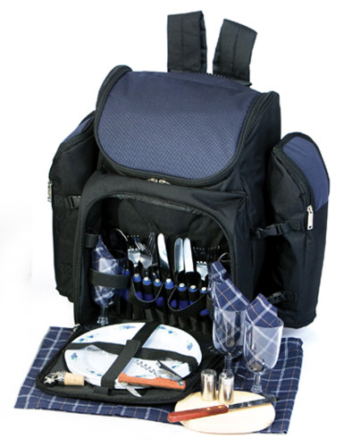 31-Piece Backpack Picnic Set for 4 with Dual Detachable Wine Carriers - NAVY