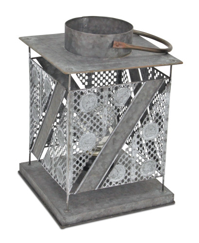 18.5" Silver Farmhouse and Elegant Panel Handmade Lantern