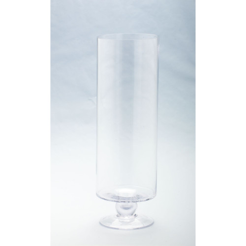 17" Clear Cylindrical Handblown Solid Glass Candle Holder