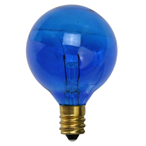 Pack of 25 Incandescent Blue G40 Globe Christmas Replacement Light Bulbs - 7 Watts