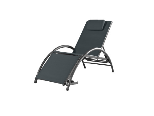 67" Black Foldable and Adjustable Aluminum Outdoor Lounge Chair