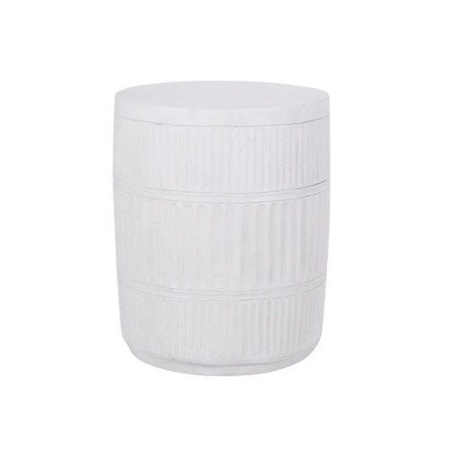 18.5" Antique White Outdoor Lightweight Concrete Side Table