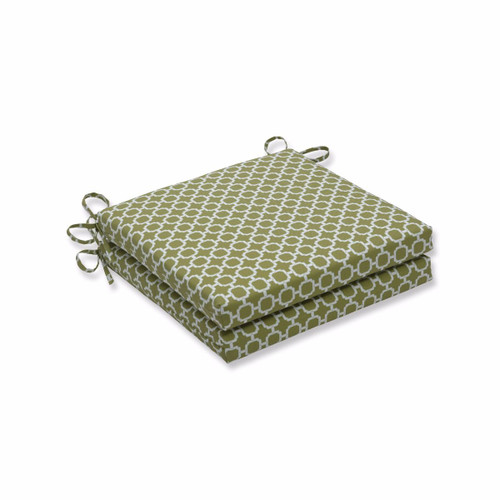 Set of 2 Green Geometric Square Outdoor Patio Seat Cushions 20"
