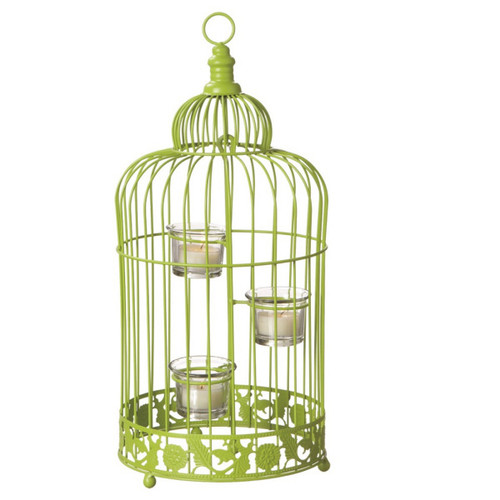 17” Style Lime Fancy Green Fair Birdcage Tea Light Candle Holder