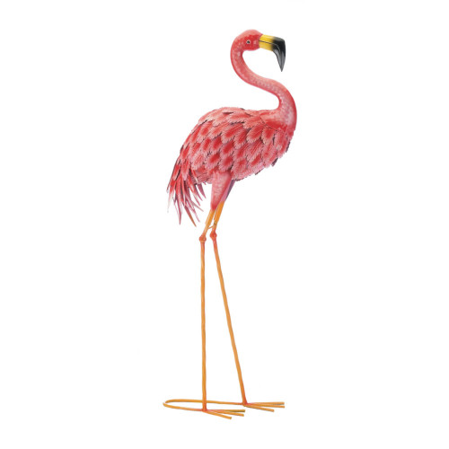 34.5" Pink and Beige Bright Standing Flamingo Outdoor Statue