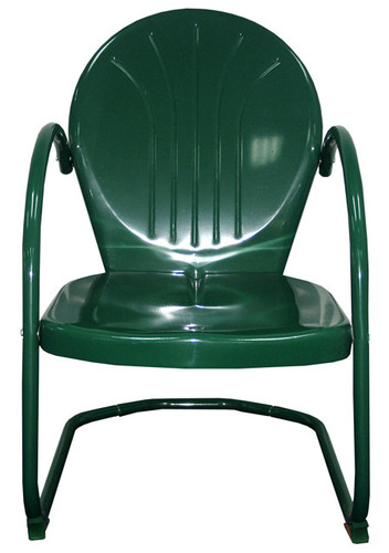 34" Green Retro Metal Tulip Outdoor Patio Chair