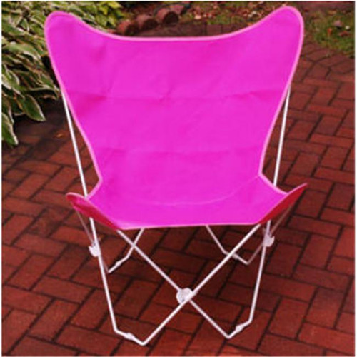 35" Retro Style Outdoor Patio Butterfly Chair with Pink Cotton Duck Fabric Cover