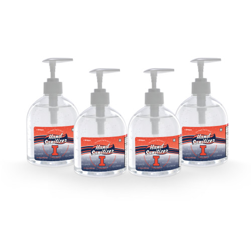 Pack of 4 NCAA Illinois Hand Sanitizers with Pump Top 16 oz.