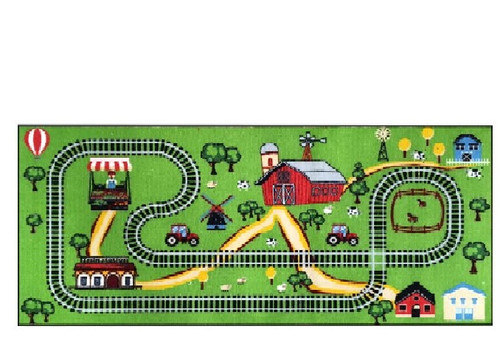 31.25" x 66"  Green Train Logo Children's Play Mat